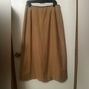 Vintage Talbots Pure Camel Hair Skirt w/ Leather Trim Made in Italy Size 12